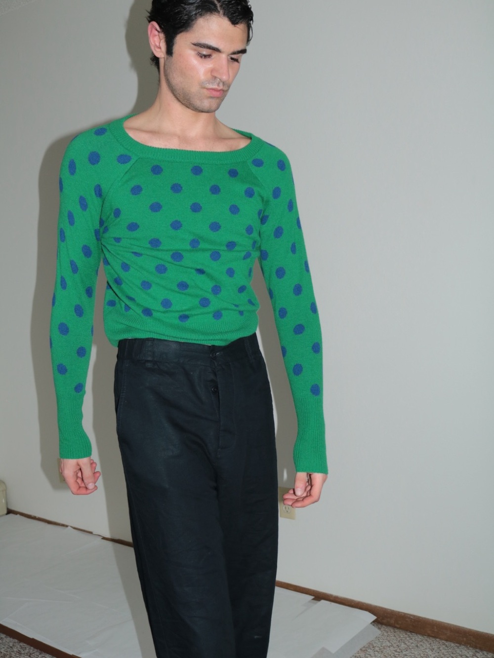 Green Polka Dot Women's Sweater - Picture 2 of 5